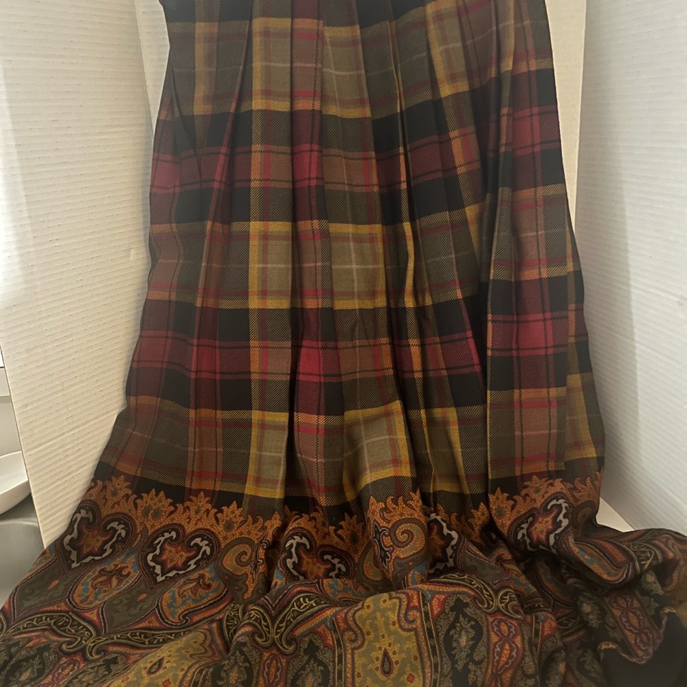 NWT VINTAGE Ralph Lauren Plaid Paisley Pleated skirt Womens Skirt Old Money Sz 4 - Picture 4 of 9